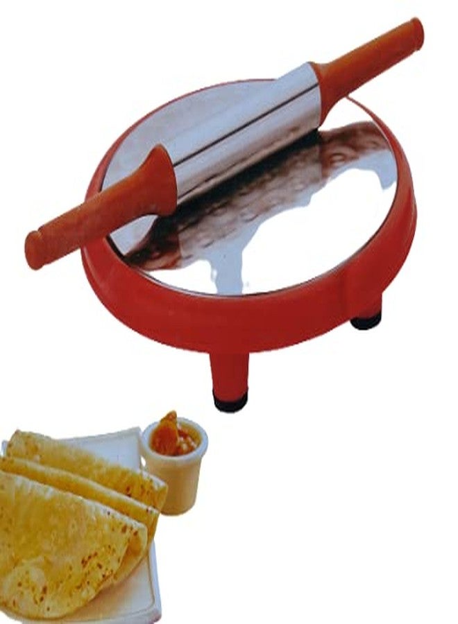 ImegaZ Food Grade Stainless Steel Chapati Rolling Board with Rolling Pin/Chakla & Belan for Making Rotis/Parotas/Pizza Polpat Set of 2 - Image 2